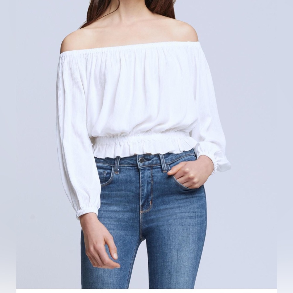 L'AGENCE Misty White Off Shoulder Top